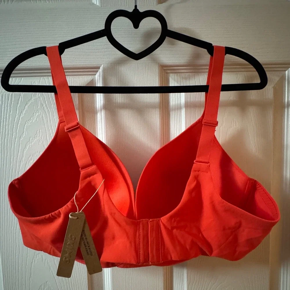 SKIMS Fits Everybody Push Up Demi‎ Bra BR-UWR-2295 Poppy Orange Size 44D New - Picture 2 of 6